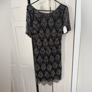 PISSARO NIGHTS BLACK BEADED GOWN NWT SZ 14